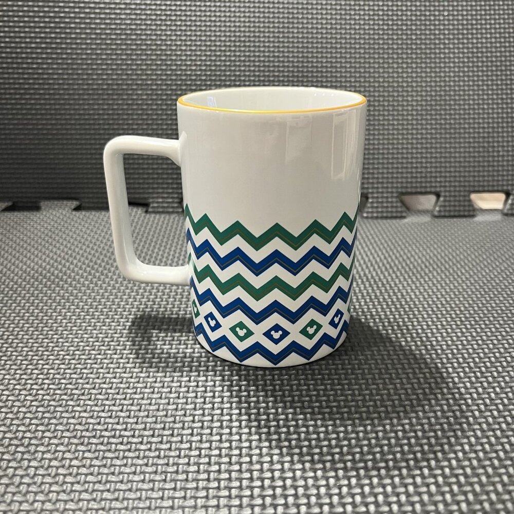 Disney Parks Exclusive Turquoise Chevron Blue Mickey Mouse Icon Coffee Mug Cup